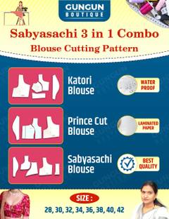 Sabyasachi Blouse And Katori Blouse + Princess Cut Blouse Paper Cutting 3 In 1 Combo Farma Set | All Size 28 To 42 | Gungun Boutique