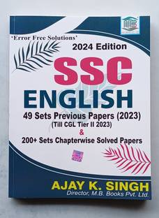 M.B.BOOKS " S S C. ENGLISH " 2024 Edition. 49 Sets Previous Paper( CGL Tier-1 & 2 + CPO. P.T) & 200+ Sets Chapterwise Solved Paper. Error Free Solutions