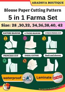 5 In 1 Blouse Paper Cutting Patterns Combo Farma Set | All Size 28 To 42 | Ready Paper Cutting Pattern By Aradhya Boutique