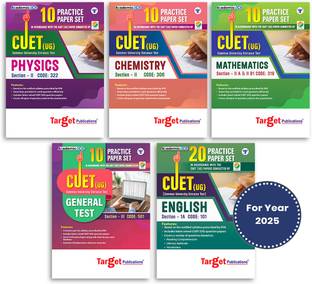 CUET UG 2025 - Physics, Chemistry, Maths, English & General Test - 60 Practice Test Papers | Latest Exam Pattern | Set Of 5