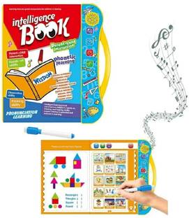 Intelligence Educational Interactive Book For 3+ Year Kids - Phonetic Learning Book With Sound, Educational English Reading Book - Alphabets, Numbers, Vegetables, Occupation, Animals, Colors, Fruits, Transport Vehicles, Relationships, Musical Instruments, Geometrical Shapes & Many More