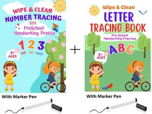 WIPE & CLEAN NUMBER TRACING AND LETTER TRACING HANDWRITING PRACTICE PRESCHOOL BOOKS: 1 To 10 Numbers, Uppercase And Lowercase Alphabets Tracing, Improve Pre-Writing Skills