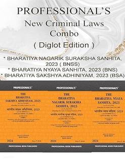 Diglot Edn 3 Acts Combo Professional's Bharatiya Nagarik Suraksha Sanhita, Bharatiya Nyaya Sanhita, Bharatiya Sakshya Adhiniyam, W.e.f 1-7-2024 Notification Incorporated