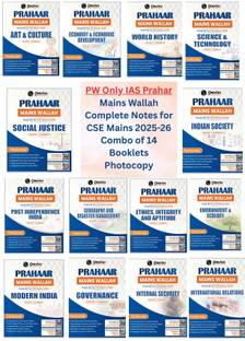 PW Only IAS Prahar Mains Wallah Complete Notes For CSE Mains 2025-26 Combo Of 14 Booklets Photocopy