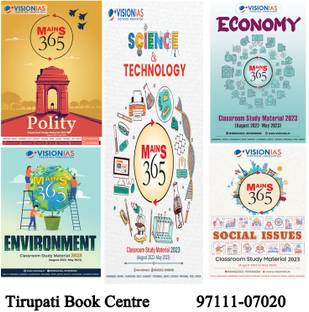 VISION IAS MAINS 365 Polity,Economy,Science Technology,Environment & Social Issues General Studies Classroom Study Material From Aug 2022 - May 2023 Set Of 5 Books Civil Service Preparation Photocopy 2024