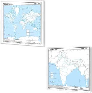 SMALL - 100 INDIA RIVER OUTLINE MAP FOR SCHOOL And SMALL - 100 WORLD RIVER OUTLINE MAP FOR SCHOOL|Combo Of 2 Maps | A Journey Through Waterways