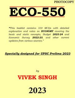 Vivek Singh Economy - 550 MCQS 2023-2024 English Medium ( PHOTOCOPY )