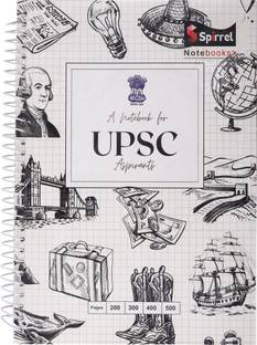 scruton upsc A4 Notebook spiral Mains Answer Writing Booklet 70 gsm (Multicolour transparent cover) 200 Pages