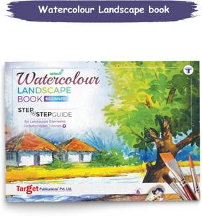 Landscape Painting Book | Artist Level - Beginner | Step By Step Guide To Practice Landscape Watercolor Painting | Learn To Paint Stone, Grass, Water And Tree Paintings