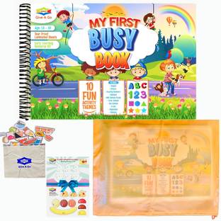 OMNY, My First Busy Book For Kids/ Children Aged 1.5 - 5 Years, 26 Interactive Activity Binder For Early Learning, Hard Laminated Sheets With Hook And Loop, 98 Strong Cut-Outs With Cornered Edges, Water&Tear Proof, Touch-And-Feel, Fun Play Learning