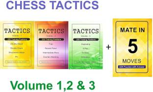 Chess Tactics Volume 1, 2, 3 & Mate In 5 Moves - Double Attack, Pin, Fork Etc - 12 Topics And 600 Puzzles To Practice And Mate In 5 228 Puzzles With Answers - A Set Of 4 Books
