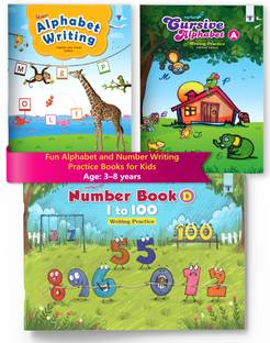 English Alphabet And Number Writing Books For Kids | 3 To 8 Year Old | Practice ABCD Capital, Small And Cursive Letters And 1 To 100 Numbers | Includes Creative, Fun And Engaging Activities | Set Of 3 Books