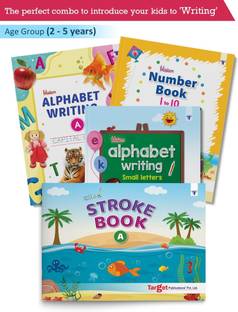 Nursery Writing Books For Kids (Combo Of 4 Books Viz. Nurture Stroke Book A, Blossom Alphabet Writing Small Letters, Blossom Alphabet Writing Capital Letters A And Blossom Number Book 1 To 10)