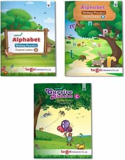 Alphabet Practice Books For Kids (Combo Of 3 Books Viz: Capital, Small And Cursive Writing)