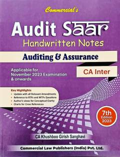 Commercial's Audit Saar Handwritten Notes Auditing & Assurance CA INTERMEDIATE Edition 2023 Applicable For Nov 2023 Exam