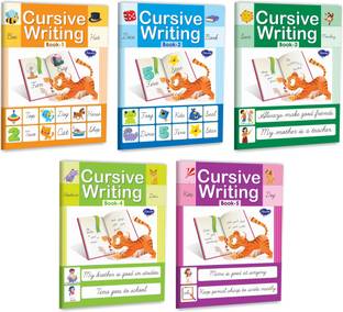 Cursive Writing Book - 1, 2, 3, 4 and 5 Book for Kids : English Learning Books for Kids, Kids Practice Book, Cursive Writing Book, Write and Learn Book | Set of 5 English Writing Book
