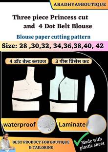 4 Tucks Blouse + 3 Piece Princess Cut | Belt Blouse Paper Cutting Farma Set | All Size 28 To 42 | Blouse Paper Cutting Patterns