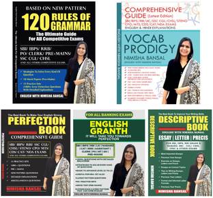 BANK EXAMS COMBO ( 120 Rules Of Grammar + Vocab Prodigy + Descriptive Book + English Granth + Perfection Book )