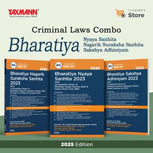 Taxmann's New Criminal Laws Combo – Bharatiya Nyaya Sanhita (BNS) | Bharatiya Nagarik Suraksha Sanhita (BNSS) | Bharatiya Sakshya Adhiniyam (BSA) – Comprehensive Legal Resource | 3 Books Set