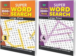 Set Of 2 Super Word Search - 3 & 4:A Creative Session For Young Minds(Large Print)