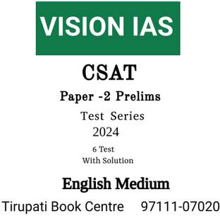 VISION IAS CSAT Paper -2 Prelims Test Series 2024 Latest 6 Test With Solution English Medium Civil Service Preparation Photocopy 2024