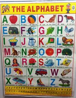 English Alphabet(A-B-C-D) Educational Wall Charts For Kids,LAMINATED,MULICOLOR