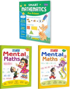Smart Mathematics (Pre-Primer), New Mental Maths-1 (Two Colour) and New Mental Maths-2 (Two Colour) books for kids : Maths learning book for kids, Maths activity book for kids, Activity books for kids | Set of 3 Mental Math Activity books for kids.