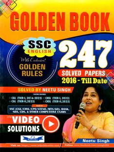 Golden Book English By Neetu Singh | SSC English With Golden Rules | 247 Solved Papers 2016 To Till Date Solved By Neetu Singh | With Video Solutions