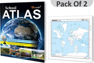SCHOOL ATLAS (ENGLISH) - MAPLITHO And SMALL - 100 WORLD POLITICAL OUTLINE MAP FOR SCHOOL I Combo Pack Of 2 Charts I Learn Geography And Map Skills