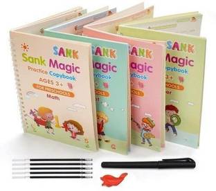 Sank Magic Practice Copybook AGES 3+ FOR PRESCHOOLS NUMBER ALPHABET DRAWING MATH