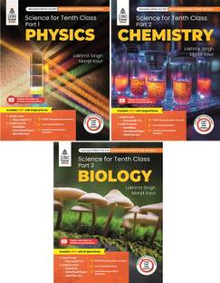 Combo Pack: Lakhmir Singh Class 10 Science (Physics, Chemistry, Biology) - 2025-26 Examination