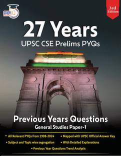 UPSC, Prelims 27 Years (1998-2024) PYQ, Previous Year Question Papers In English 3rd Edition General Studies Paper-1 Exams 2025-26