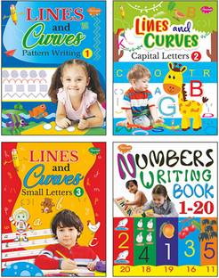 Nursery Writing Books For Kids | Nursery Writing Practice Books | Pack Of 4 Books | Lines And Curves–1 Pattern Writing, Lines And Curves–2 Capital Letters, Lines And Curves–3 Small Letters And Numbers Writing Book (1 To 20)