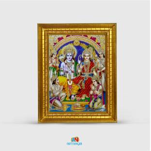 ART NAGRI RAM DARBAR / SHRI RAM JI / HANUMAN / RAM JI WOOD PHOTOFRAME WITH RESIN COATED Religious Frame