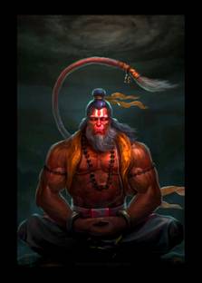 Sunframing Hanuman ji modern art with laminated sheet . size [5x7 inch ] Religious Frame
