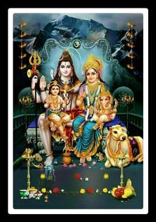 DIGITOUCH DESIGN GOD SHIVA PARVATHI GANESH MURUGAN/KARTHIKEYA Family PHOTO FRAME 12X8 INCH Religious Frame
