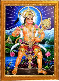 Sunframing Hanuman ji photo frame with laminated sheet . size [ 5x7 inch ] Religious Frame