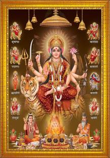 jog craft durga maa photo | mata ji photo| maa durga photo| durga 9 roop photo Religious Frame