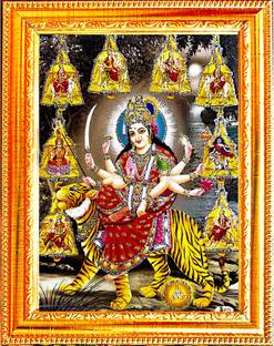 VCARTNOW Durga maa/ambe/sherawali/nav durga / 9 Form on tiger/mata vaishno devi Religious Frame
