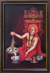 सूजअर्ता राघवेंद्र स्वामी फोटो, (मीडियम साइज़) 13 * 9 इंच फ्रेम, 6 mm बोर्ड रिलीजियस फ्रेम