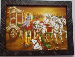 VGS MARKETINGS Lord Krishna Arjuna Geetopadesha Gita Updesh upadesam Religious Frame