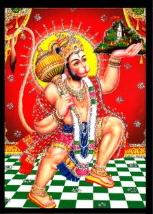 Deshkart BAJRANGBALI (5 X 7) inch Laminated Photo With Back Support Mount Religious Frame
