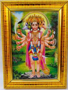 Raghawan Panchmukhi Hanuman | Pancha mukha Hanu man | | Size (6x8 Inch) Religious Frame
