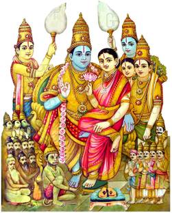 Giriram Photos Lord Shree Ram Darbar/Ram Pattabhishekam Small Size (6"x5") Photo Wooden Cutout Religious Frame