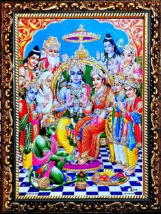 SUNINOW digital art ram darbar PHOTO FRAME | GOD PHOTO FRAMES | Hindu god photo | bhagwan photo | small size photo of 7x 5 inch Religious Frame