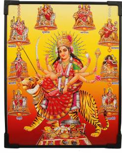 Dharmikk Nav Durga Mata Photo Frame Religious Frame