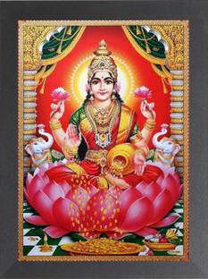 DECORPRINT DESIGN Laxmi Mata For Diwali Pooja, laxmi mata devi, MAA LAXMI, DHAN LAXMI,(8X12)A4 Religious Frame