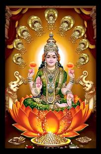DIGITOUCH DESIGN Goddess Mahalakshmi Photo Frame,GajaLakshmi,Dhanalakshmi,Mahalaxmi 8x6 inch Religious Frame