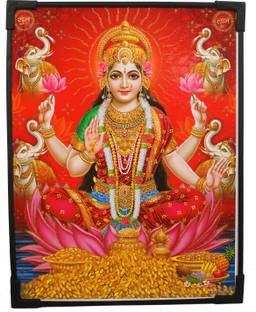 Dharmikk Vaibhav Laxmi Maa Photo Frame (Size-28*22cm) in Hardboard & Plastic Corners Religious Frame