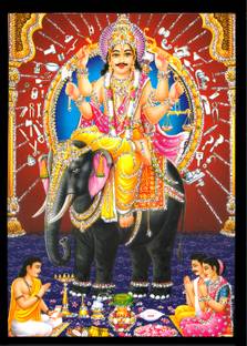 Deshkart VISWAKARMA (5 X 7) inch Laminated Photo With Back Support Mount Religious Frame